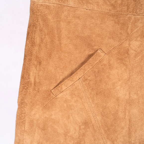 BlankNYC Tan Suede Mini Skirt Size 27 Wrap Style Snap Closure Leather Classic - Picture 3 of 7